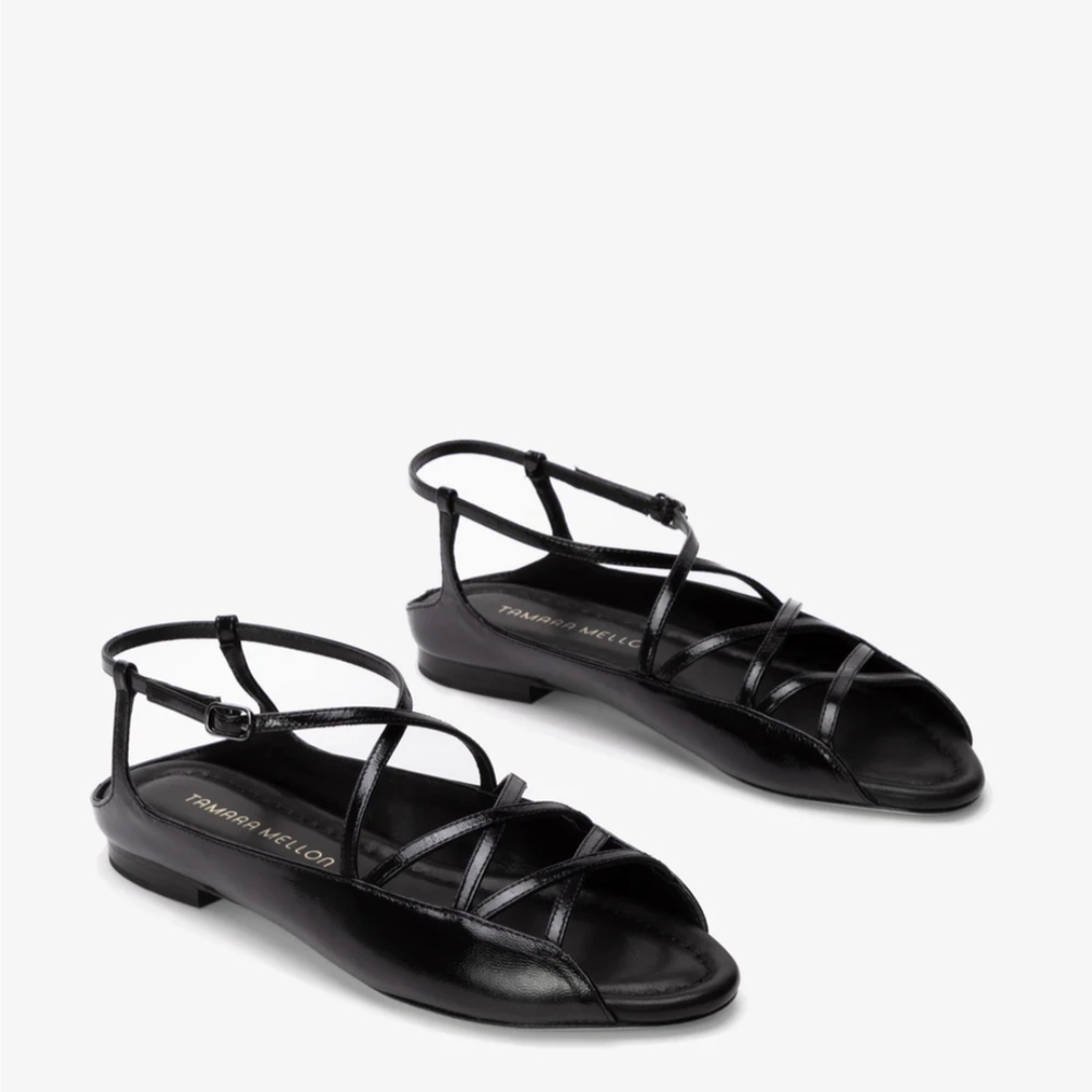 Tamara Mellon Black Minimalist Leather Sandals